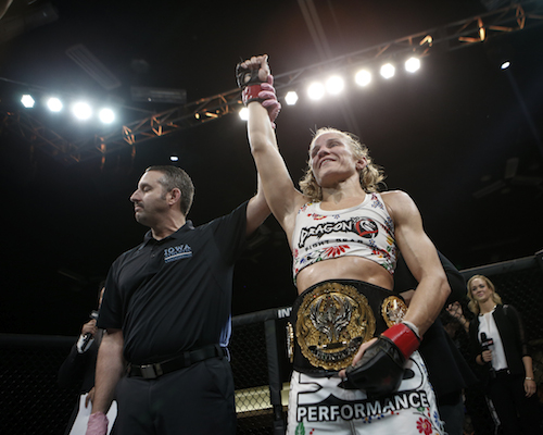 Invicta FC Flyweight Champ Barb Honchak successfully defended her title for a second time at Invicta FC 9. Photo Credit: Scott Hirano/Invicta FC