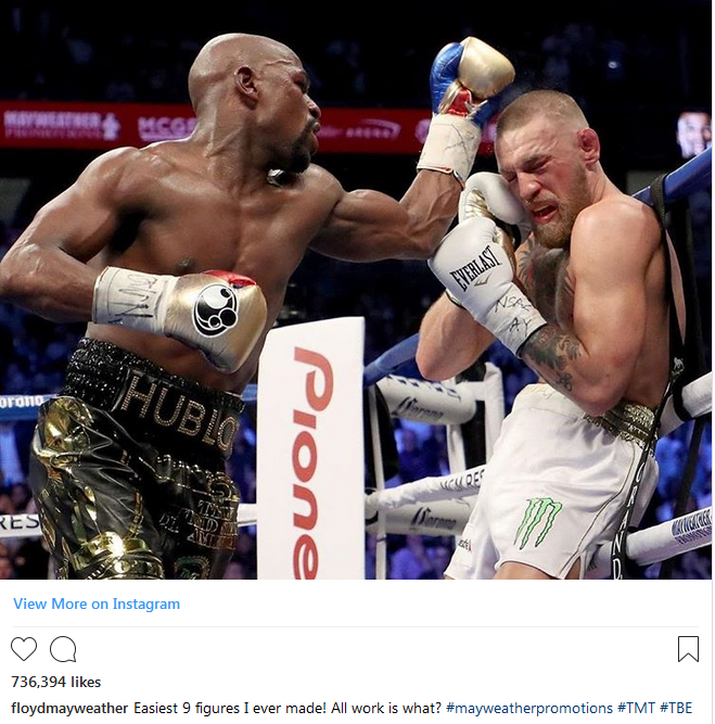 Mayweather jabs McGregor for not training in his gym gets meme slapped.
